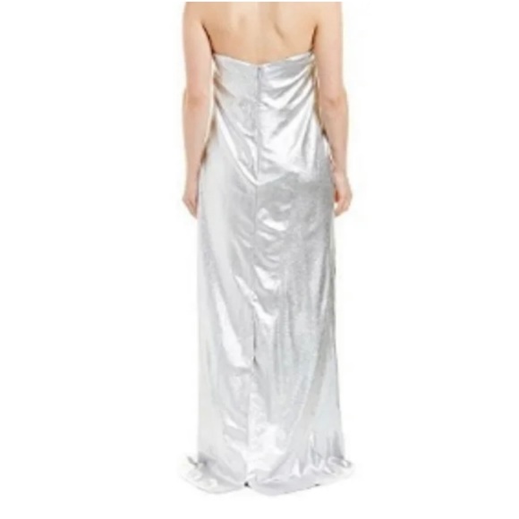 NWT Halston Heritage Strapless Metallic Silver Formal Ball Gown Dress Size 8 - Picture 3 of 15